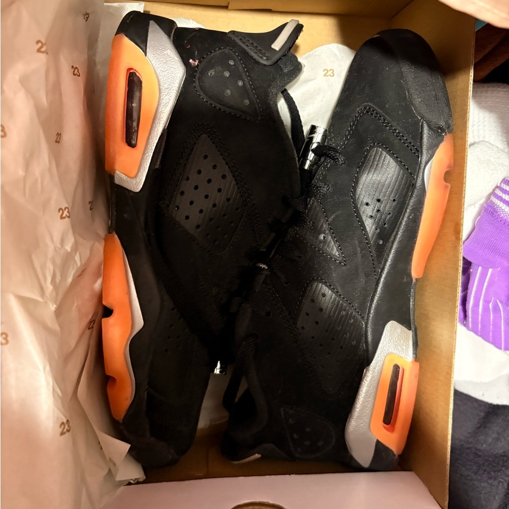 Jordan Black and Orange Sneakers